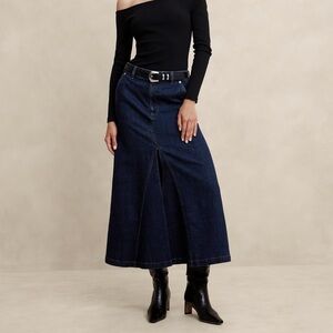 NWT Banana republic Maxi denim Boho Skirt Center Split women’s size 10 western